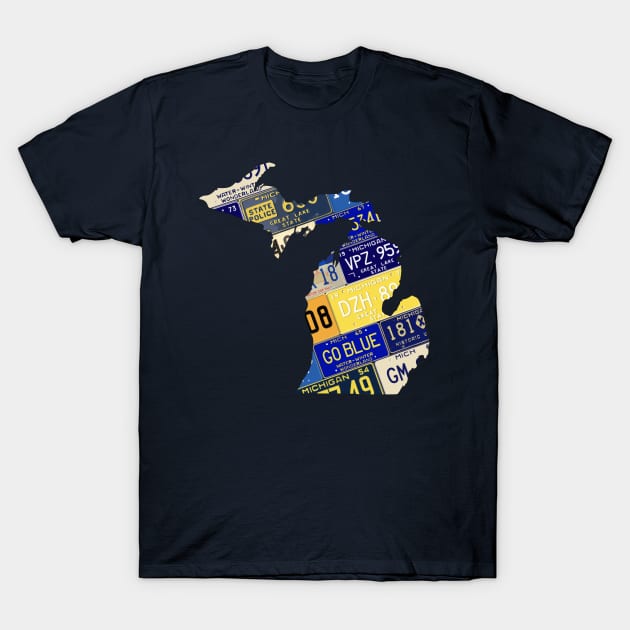 Michigan License Plates - Go Blue T-Shirt by sandekel